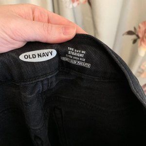 Old Navy Sky High Straight Black Jeans Size 8